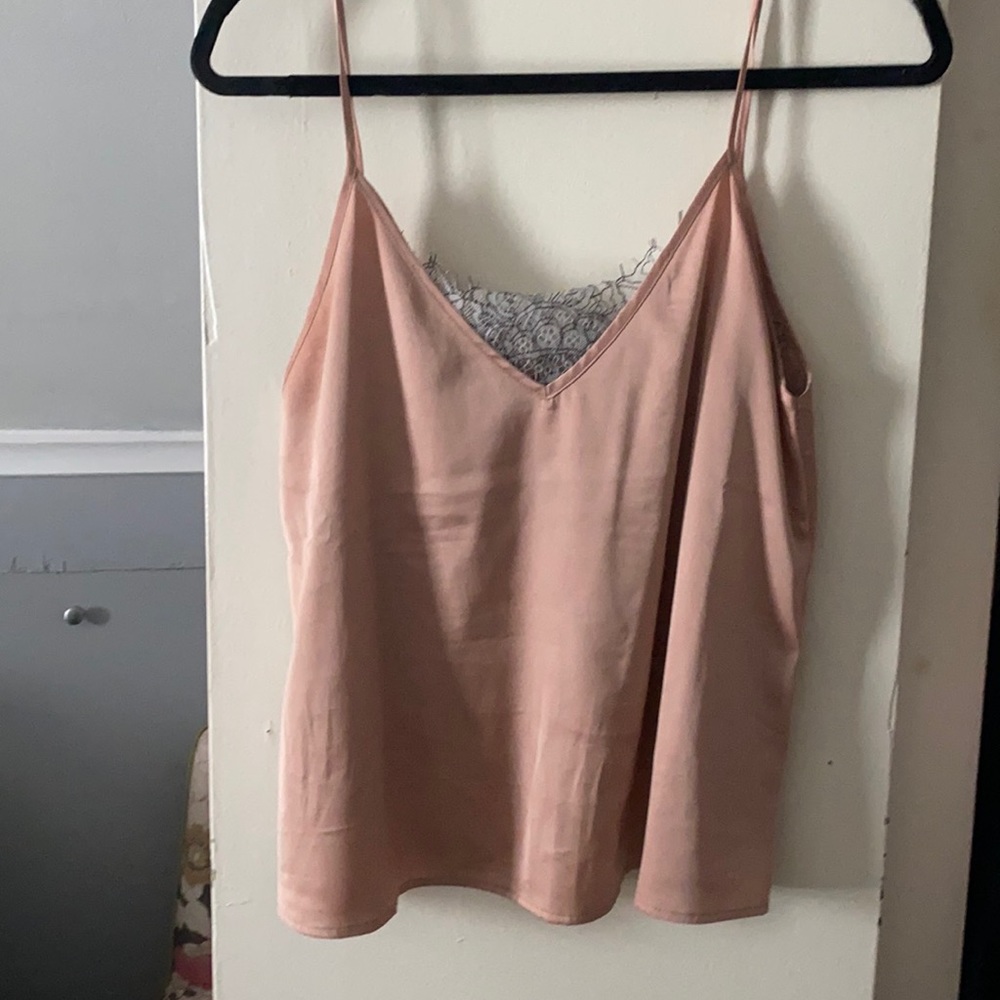 Blush Satin Cami with Lace Front and Back